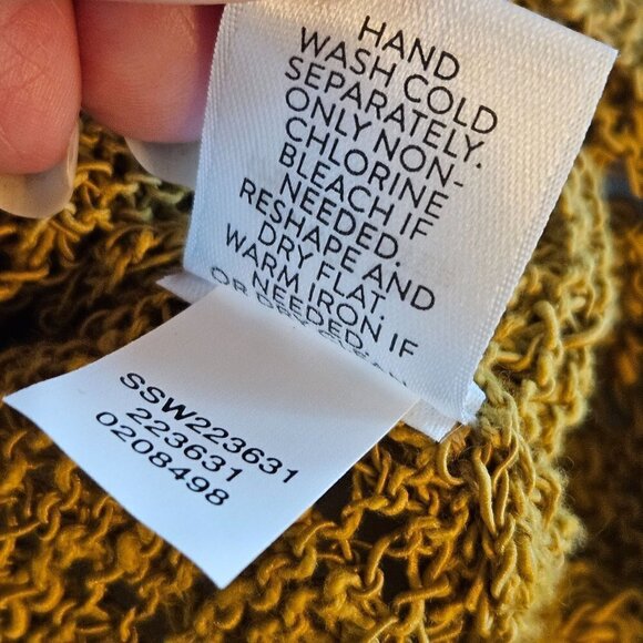 J. Jill Size Medium Gold V-Neck Open Knit Lightweight Tunic Sweater 3/4 Sleeve - Picture 8 of 13